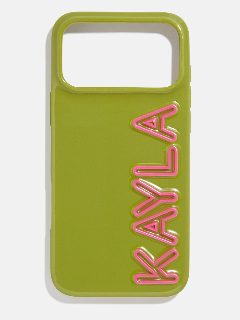 Fine Line Custom iPhone Case - Olive/Hot Pink