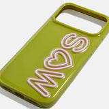 Fine Line Custom iPhone Case - Olive Green/Light Pink
