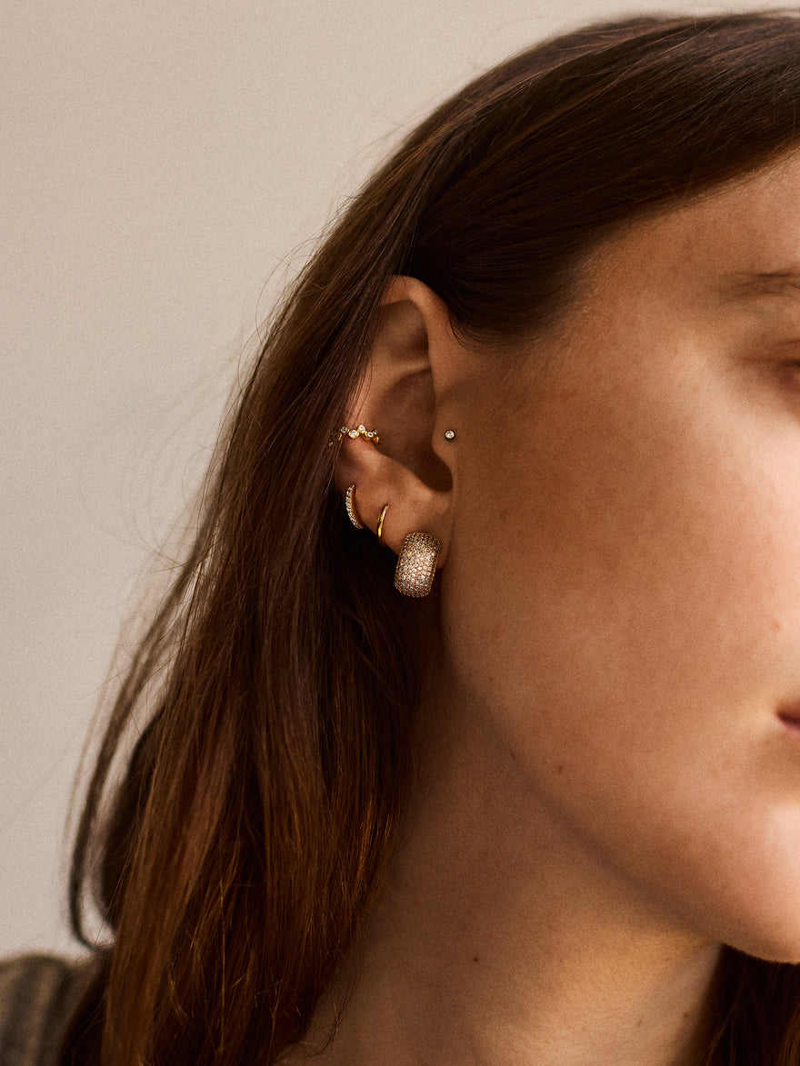 Claire 14K Pavé Huggie Earrings - Gold/Pavé