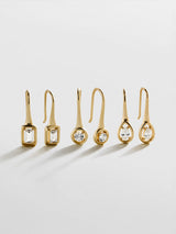BaubleBar Valeria 14K Gold Earring Set - Gold/Pavé - 
    Set of three crystal earrings 
  
