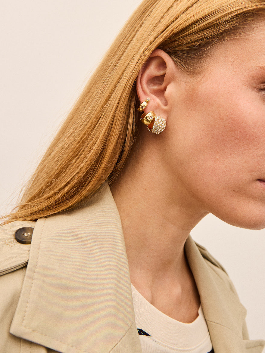 Britt Huggie Earring Set - Gold/Pavé
