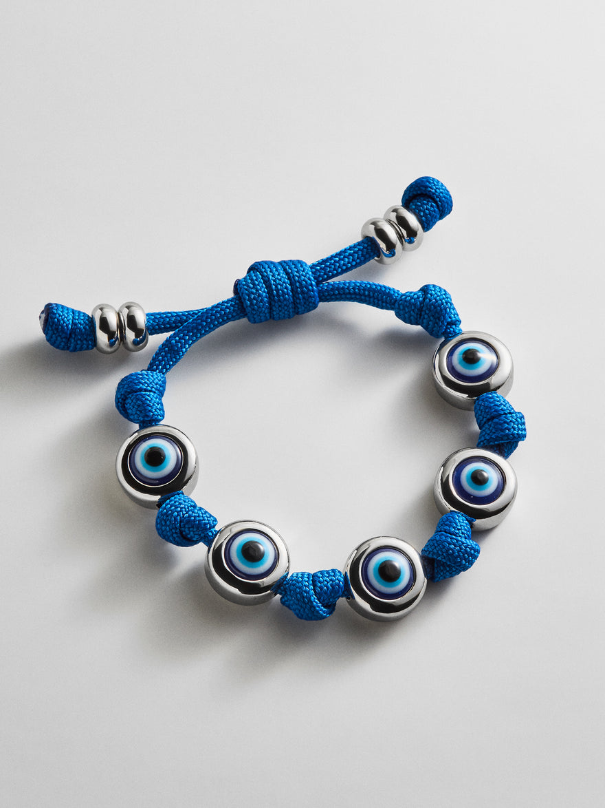 Eyes Open Evil Eye Paracord Bracelet - Blue