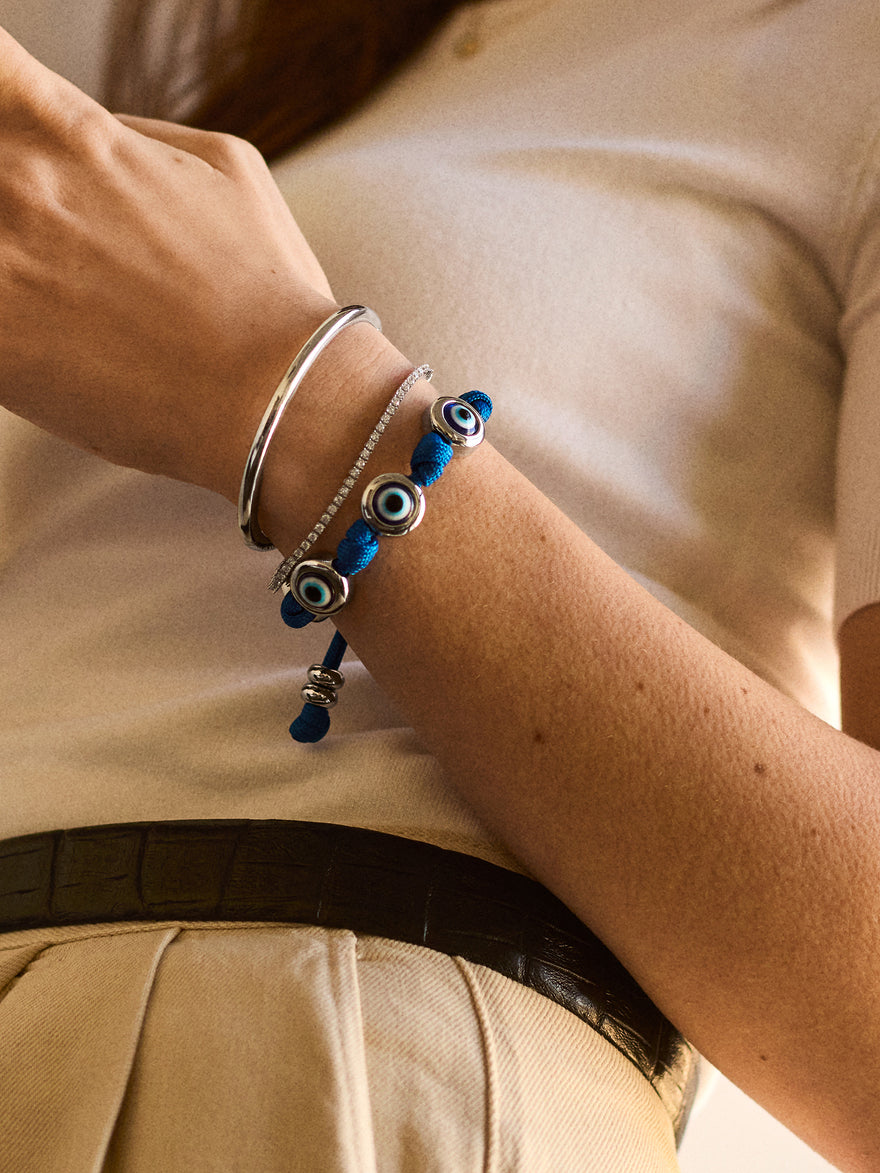 Eyes Open Evil Eye Paracord Bracelet - Blue