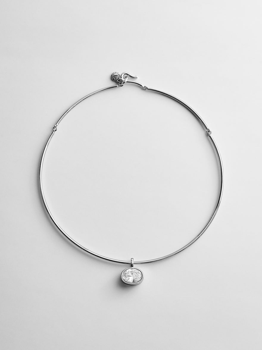 Lexi Crystal Collar Necklace - Silver