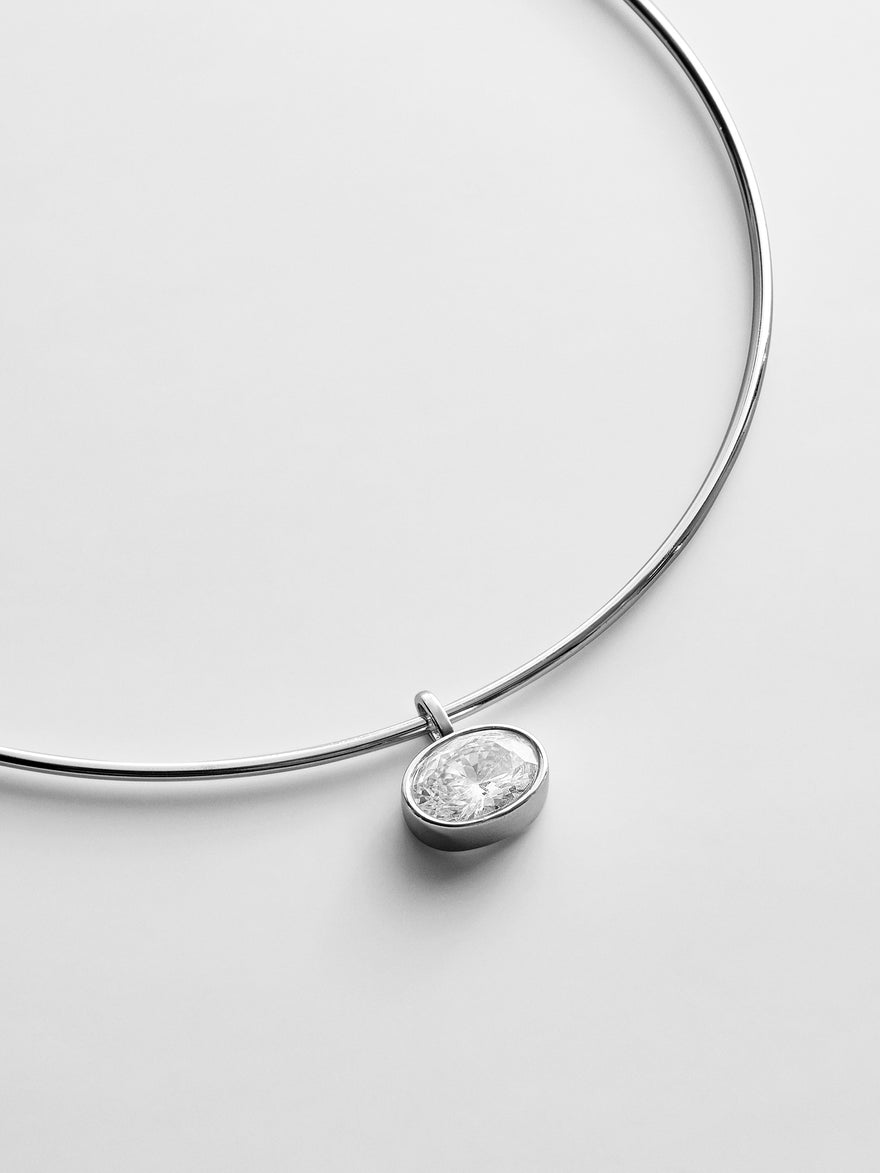 Lexi Crystal Collar Necklace - Silver