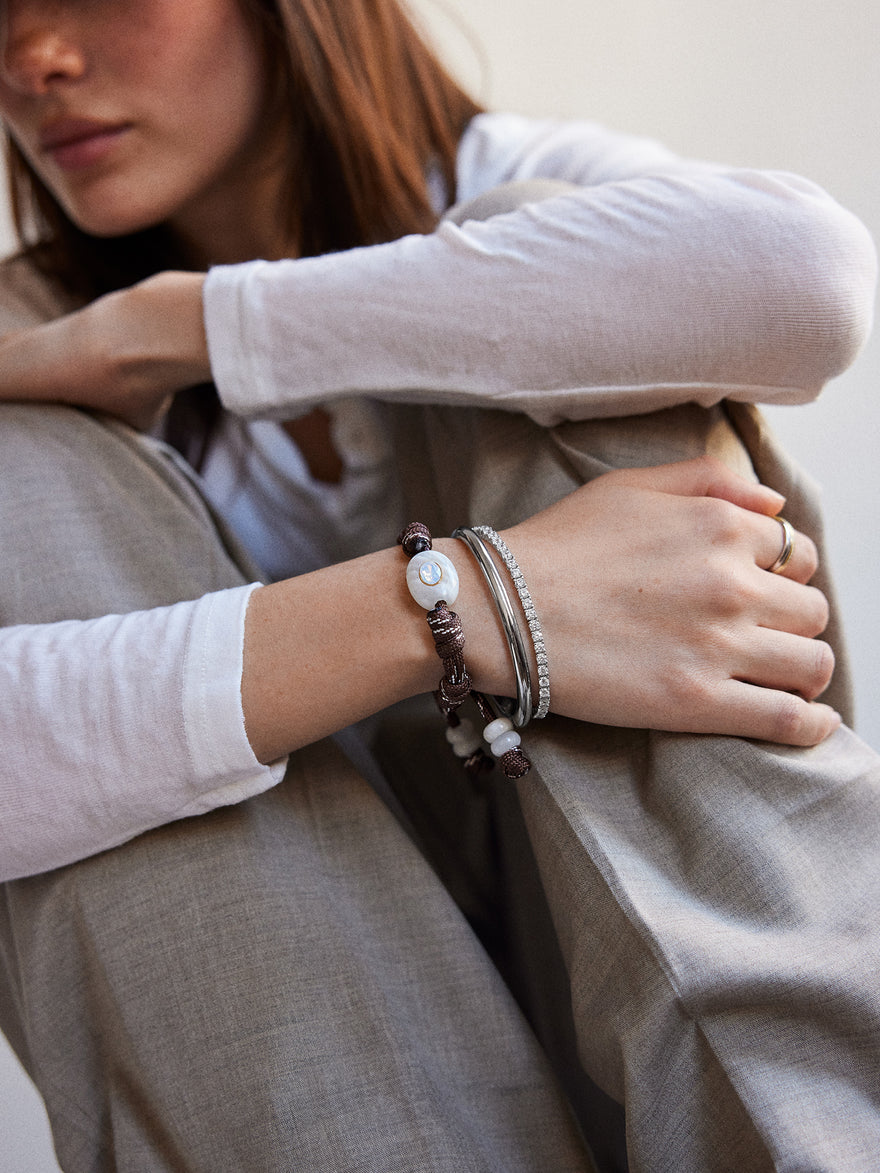 True Aura Semi-Precious Paracord Bracelet - Moonstone