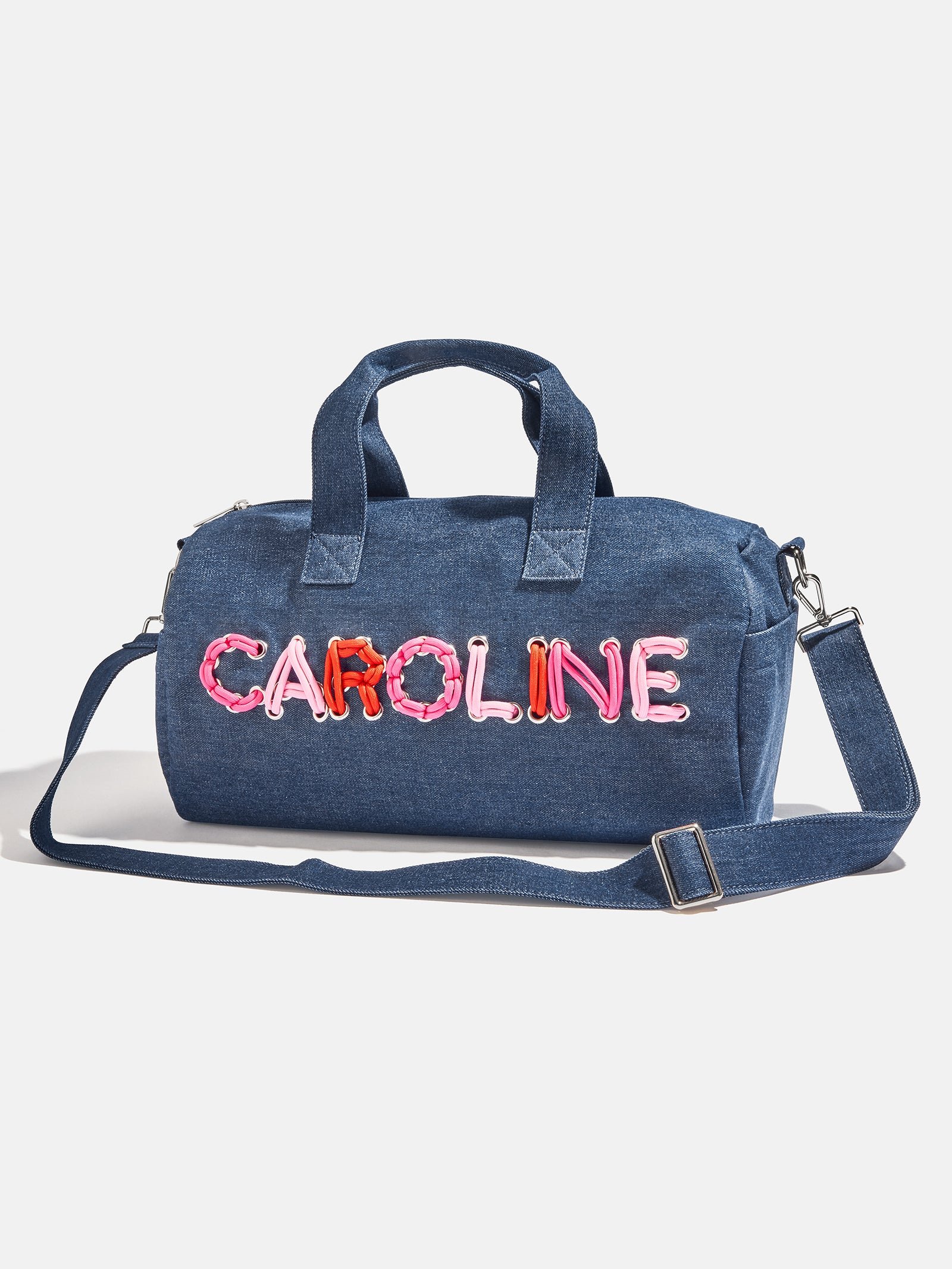 【ユノとも】wmmw バックパック　[navy x pink logo] Thready to Go Kids' Custom Duffle - Dark Denim/Pink Multi