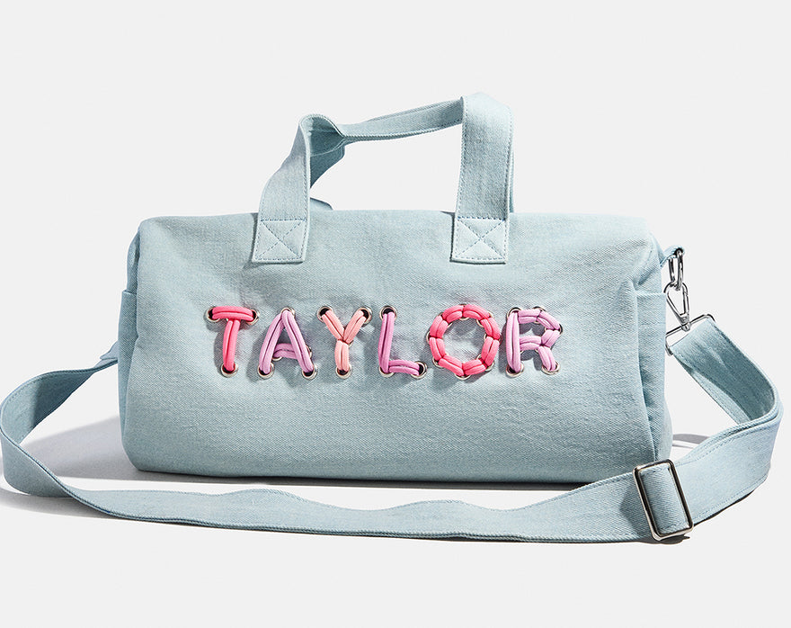 Thready to Go Kids’ Custom Duffle - Light Denim/Pink Multi