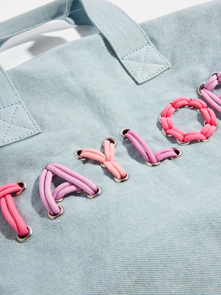 Thready to Go Kids’ Custom Duffle - Light Denim/Pink Multi