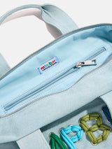 BaubleBar Thready to Go Kids’ Custom Duffle - Light Denim/Pink Multi - 
    Personalized travel bag 
  
