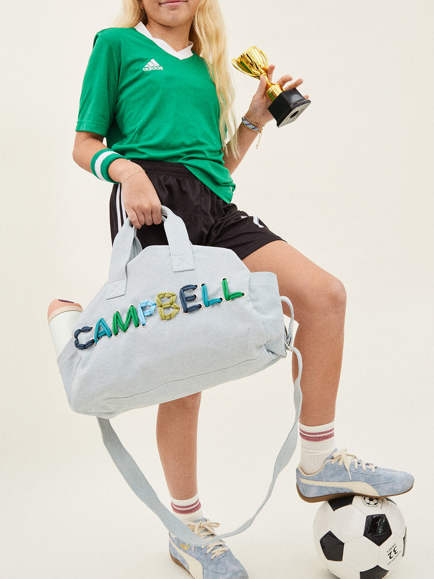 Thready to Go Kids’ Custom Duffle - Light Denim/Blue Multi