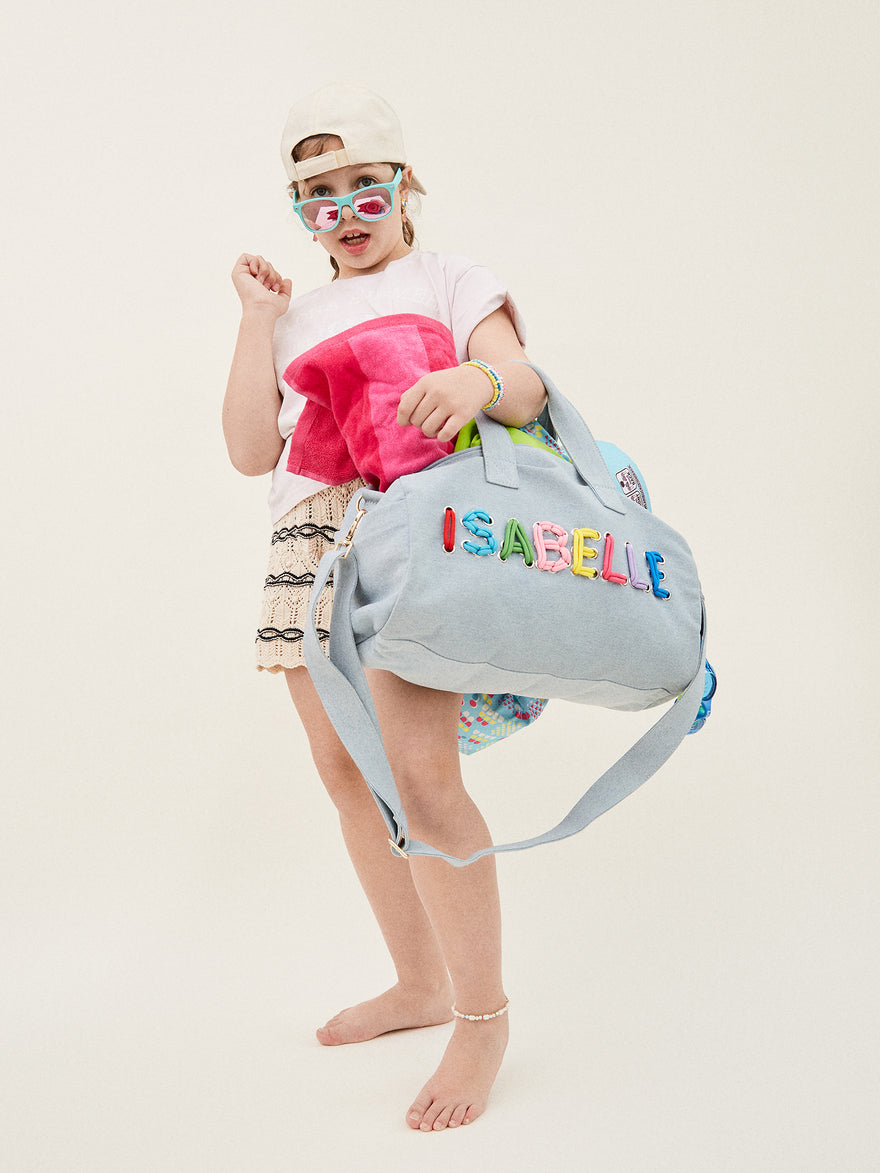 Thready to Go Kids’ Custom Duffle - Light Denim/Multi