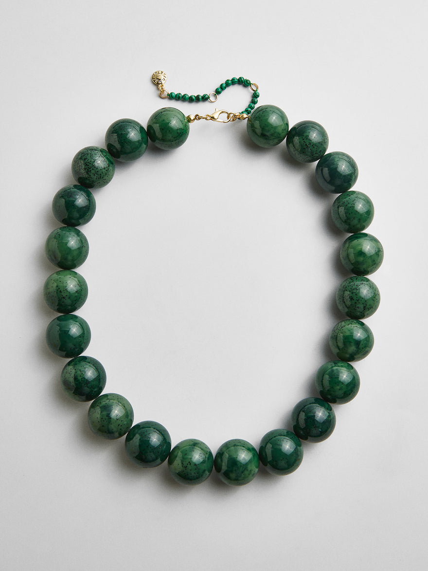 Jane Beaded Necklace - Smoky Malachite