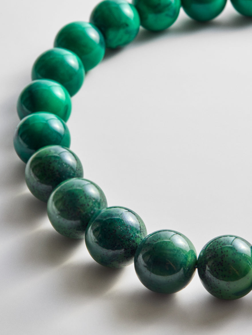 Jane Beaded Necklace - Striped Malachite