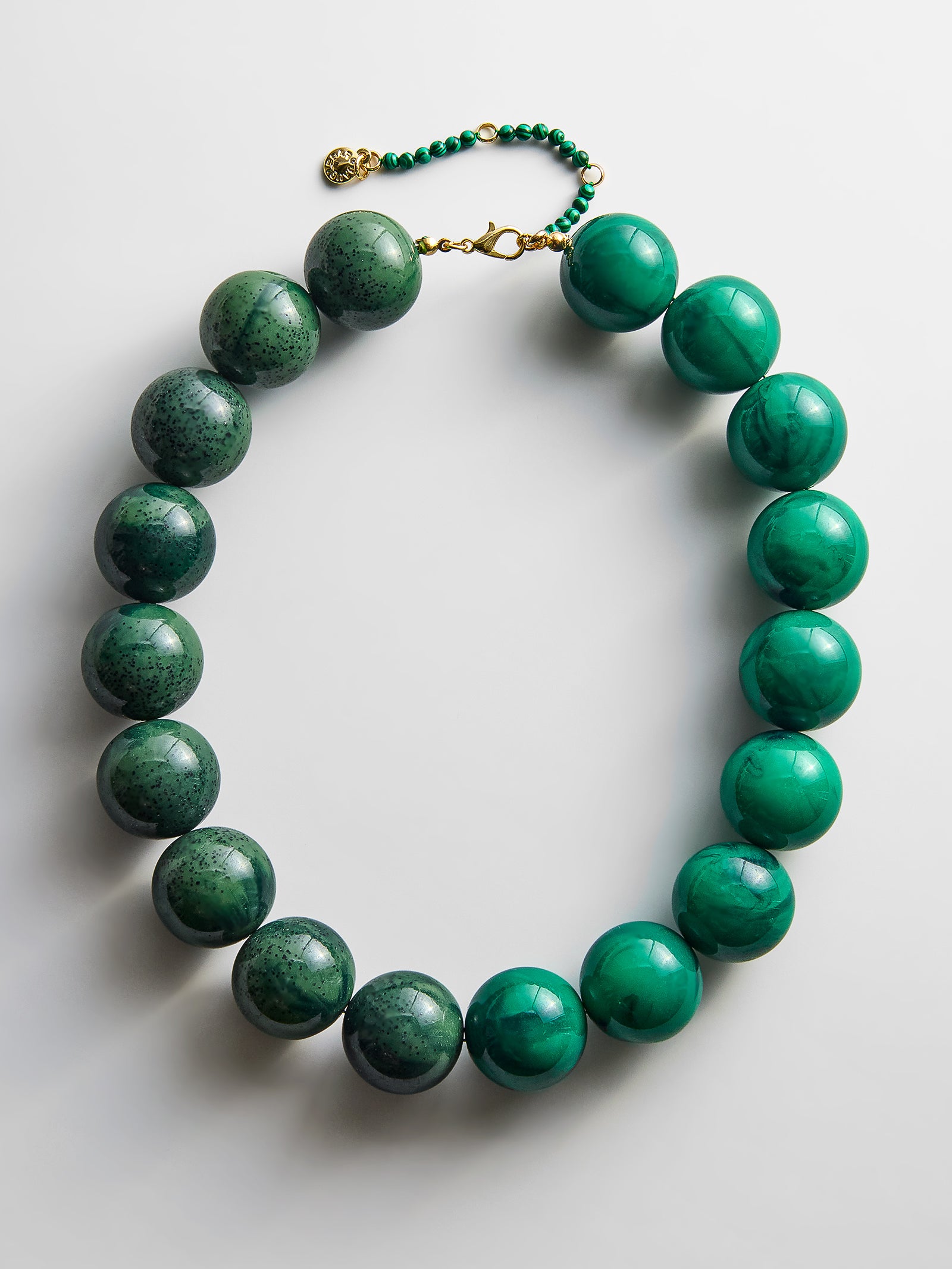 Jane Beaded Necklace - Striped Malachite