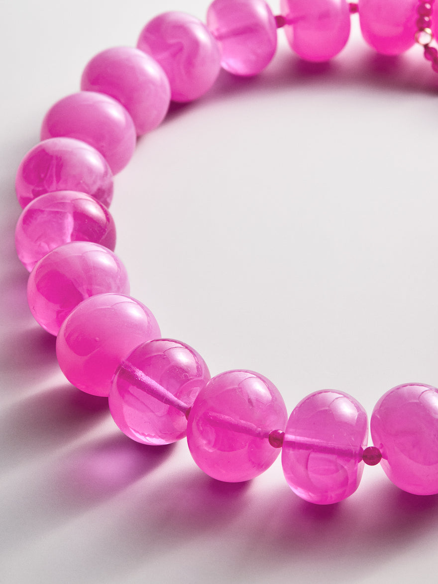 Joan Semi-Precious Necklace - Fuchsia Agate