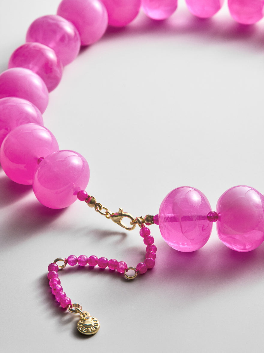 Joan Semi-Precious Necklace - Fuchsia Agate