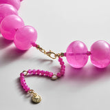 Joan Semi-Precious Necklace - Fuchsia Agate Bead