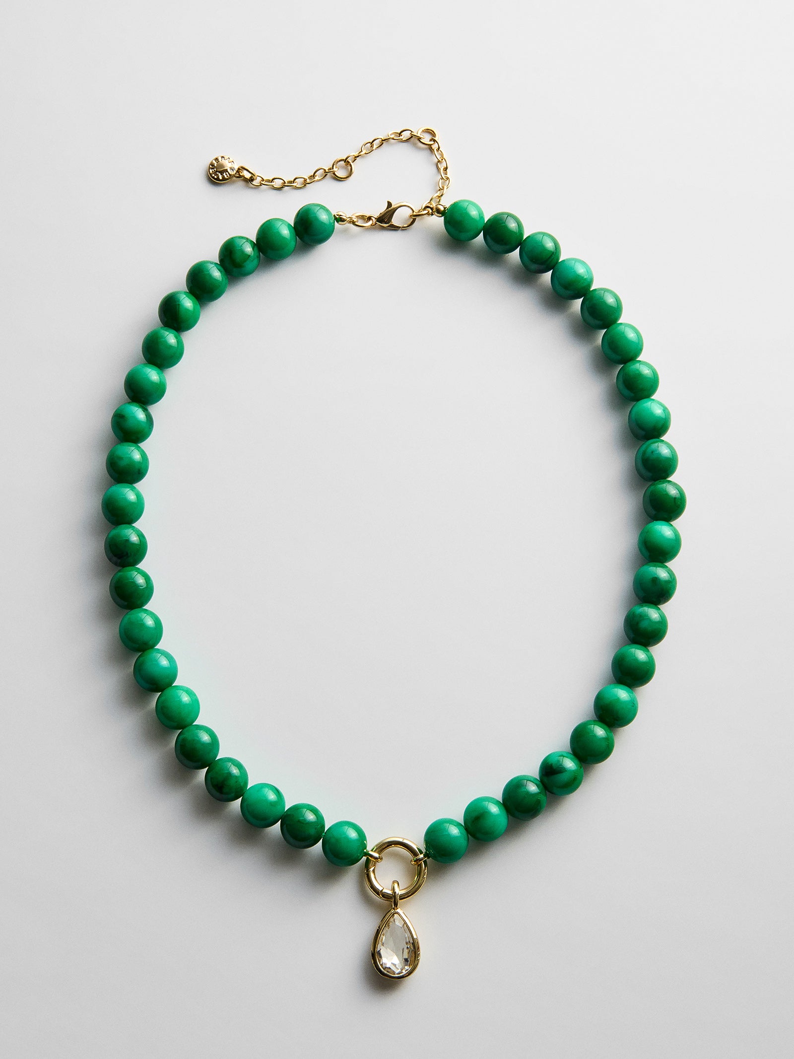 Janette Beaded Ring Necklace - Malachite