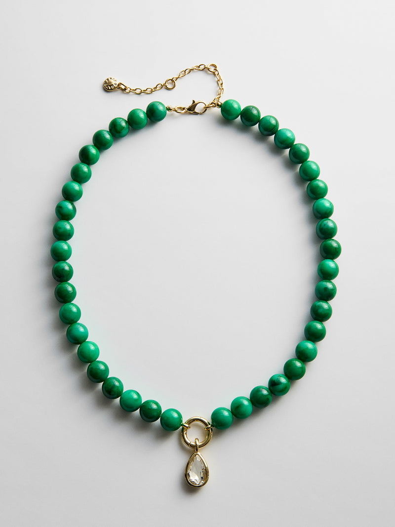 Janette Beaded Ring Necklace - Malachite