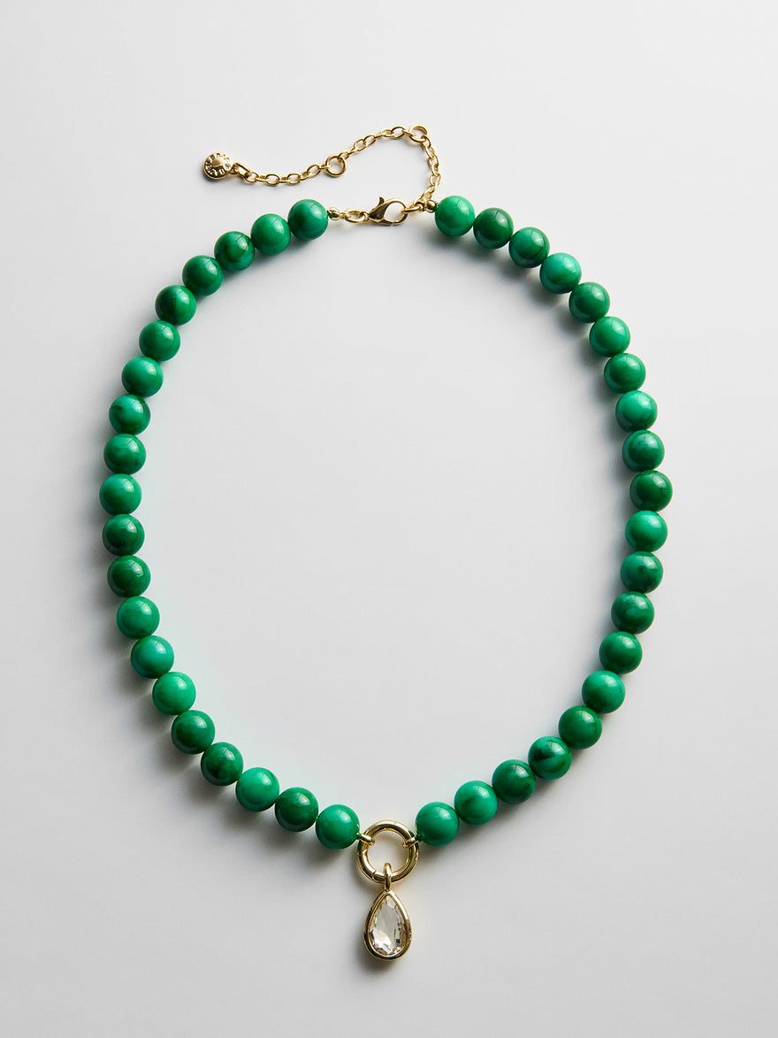 Janette Beaded Ring Necklace - Malachite