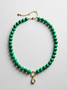 Janette Beaded Ring Necklace - Malachite
