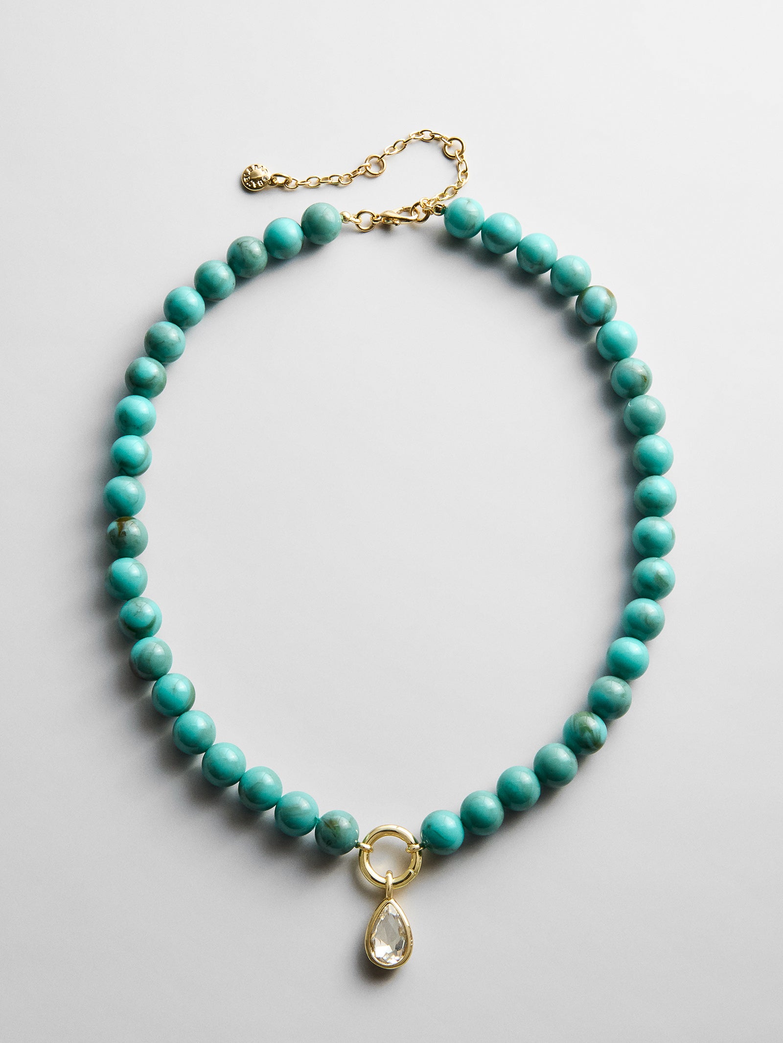 Janette Beaded Ring Necklace - Turquoise Bead