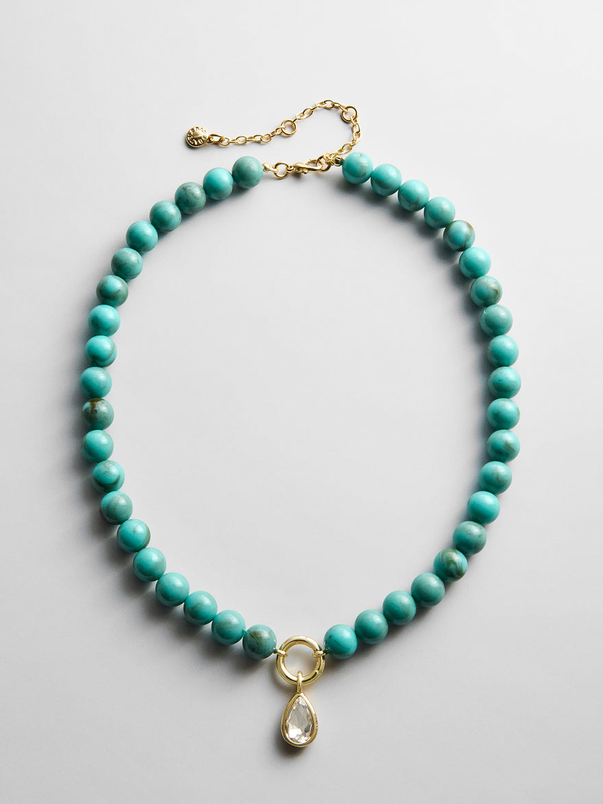 Janette Beaded Ring Necklace - Turquoise