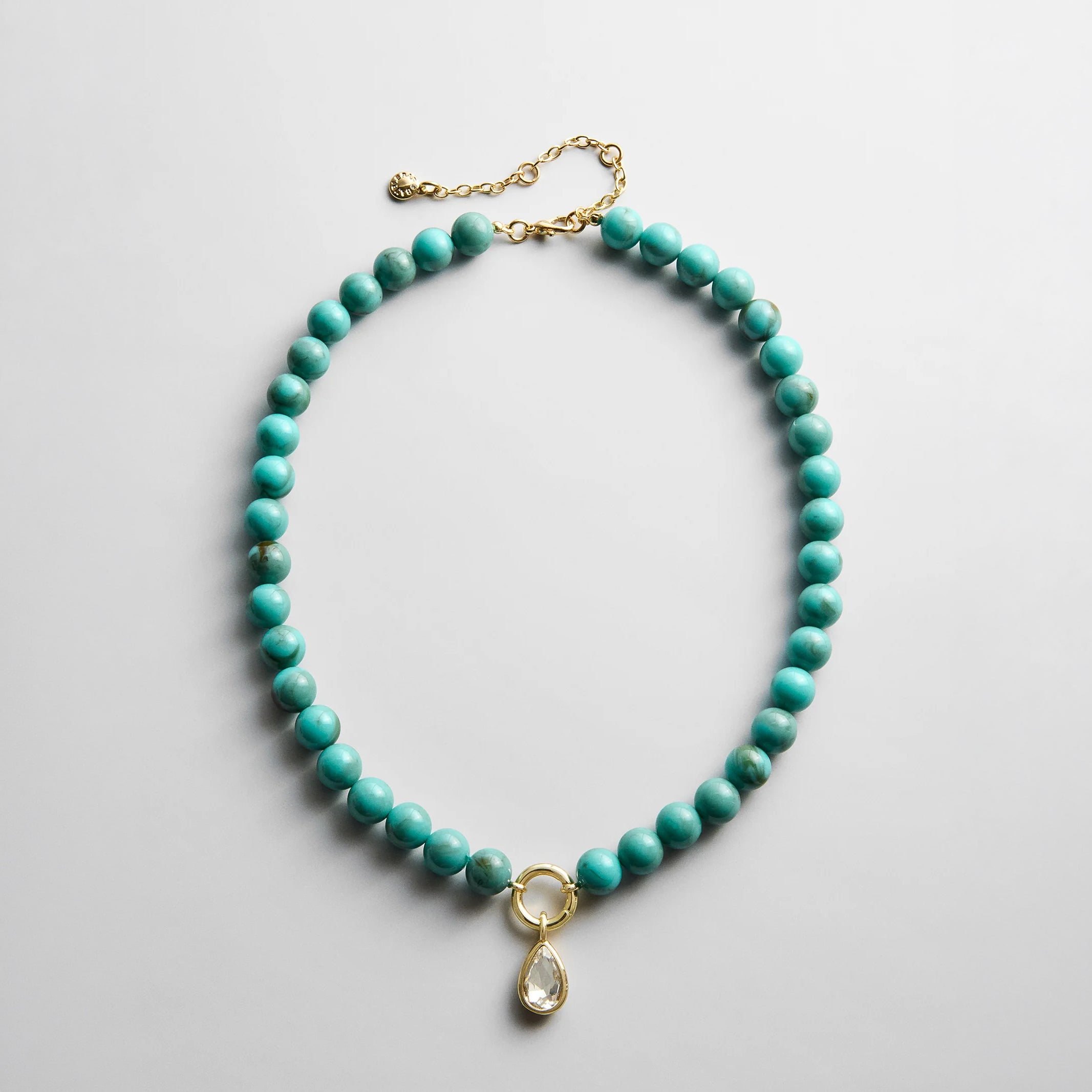 Janette Beaded Ring Necklace - Turquoise Bead