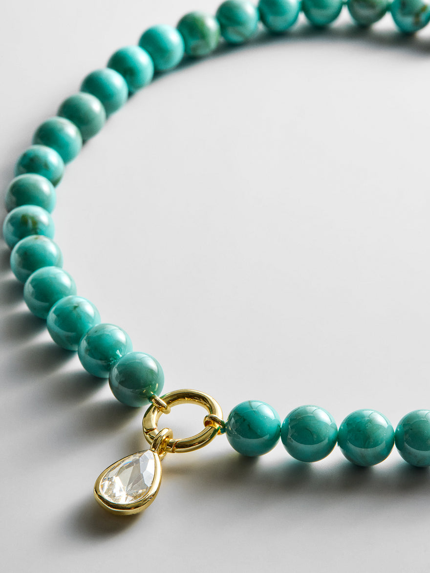 Janette Beaded Ring Necklace - Turquoise