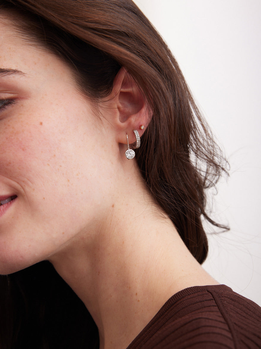 Fallon 18K Sterling Silver Bezel Earrings - 8MM Stone