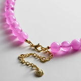 Janette Beaded Ring Necklace - Fuchsia Agate Bead
