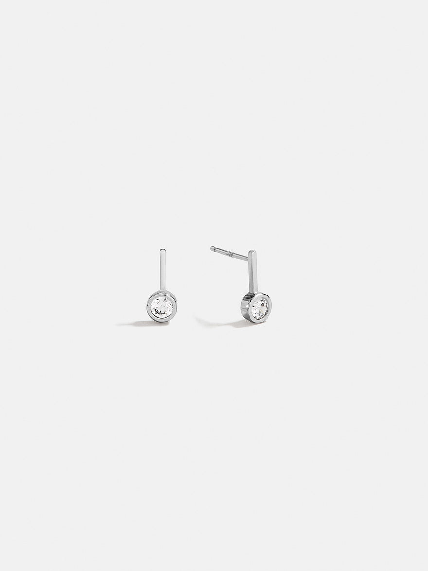 Fallon 18K Sterling Silver Bezel Earrings - 5MM Stone