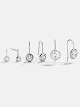 BaubleBar Fallon 18K Sterling Silver Earring Set - Silver - 
    Set of three cubic zirconia earrings
  
