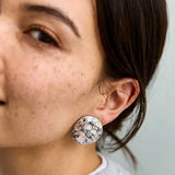 Odette Hammered Statement Studs - Silver