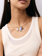 BaubleBar Kacey Removable Charm Collar Necklace - Gold/Pearl - 
    Customizable charm necklace 
  
