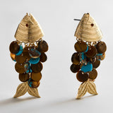 Ripple Effect Fish Earrings - Gold/Tiger’s Eye