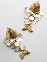 BaubleBar Ripple Effect Fish Earrings - Gold/Pearl - 
    Fish statement earrings
  
