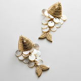 Ripple Effect Fish Earrings - Gold/Pearl