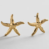 Swept Up Starfish Earrings - Gold