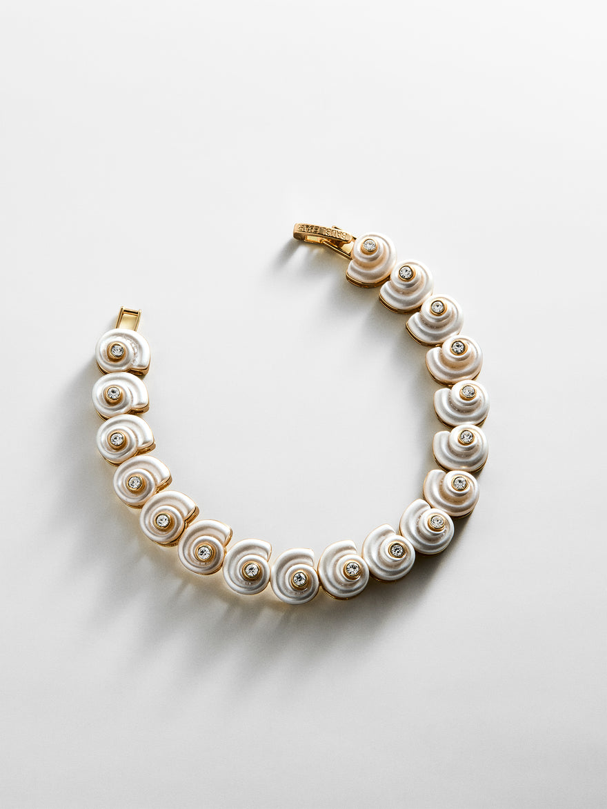 Santana Shell Tennis Bracelet - Gold/Pearl