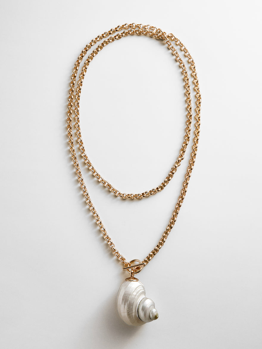 Ophelia Shell Wrap Necklace - Gold/Pearl