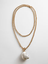 BaubleBar Ophelia Shell Wrap Necklace - Gold/Pearl - 
    Statement pendant necklace
  
