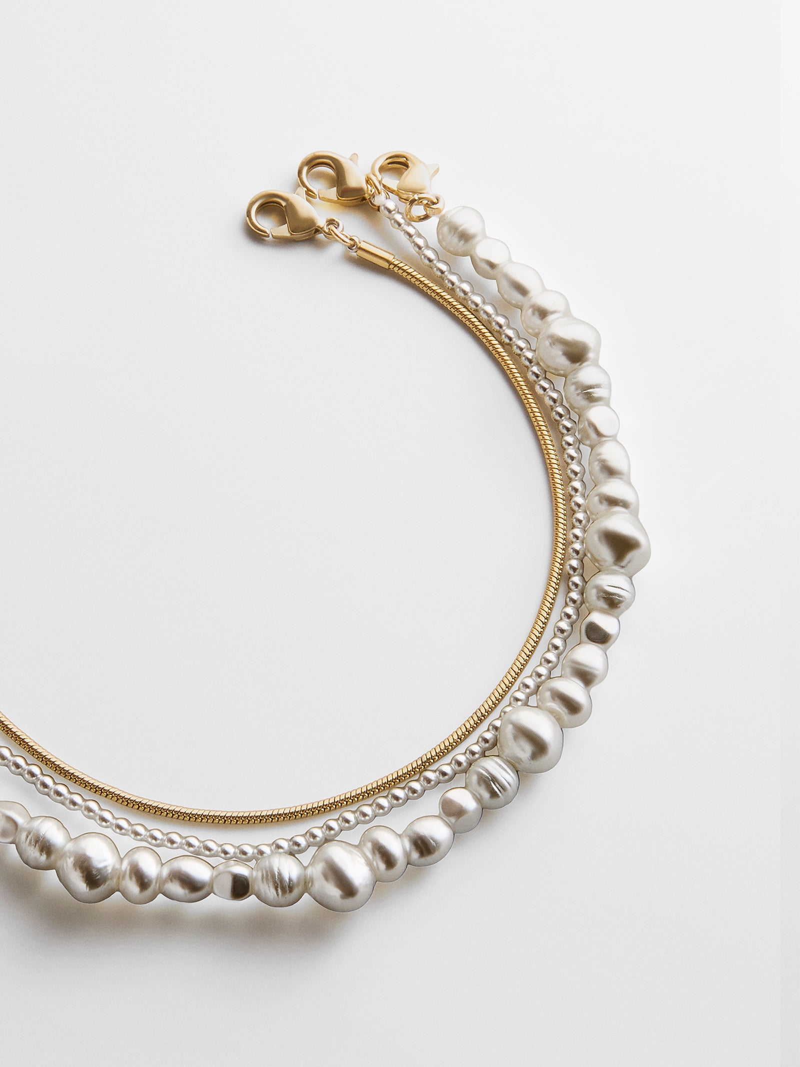 Reese Waterproof Pearl Anklet Set - Gold/Pearl