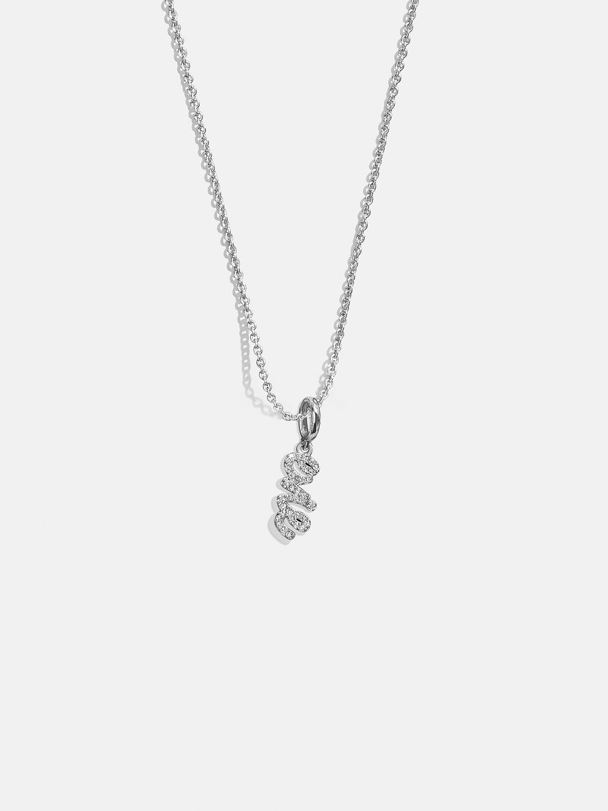 Mini Silver Pavé Script Cluster Custom Nameplate Necklace - 1 Name