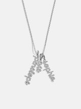 BaubleBar Mini Silver Pavé Script Cluster Custom Nameplate Necklace - 3 Names - 
    Personalized name necklace
  
