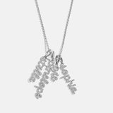 Mini Silver Pavé Script Cluster Custom Nameplate Necklace - 4 Names