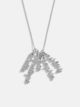 BaubleBar Mini Silver Pavé Script Cluster Custom Nameplate Necklace - 5 Names - 
    Personalized name necklace
  
