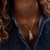 Mini Silver Pavé Block Cluster Custom Nameplate Necklace - 2 Names