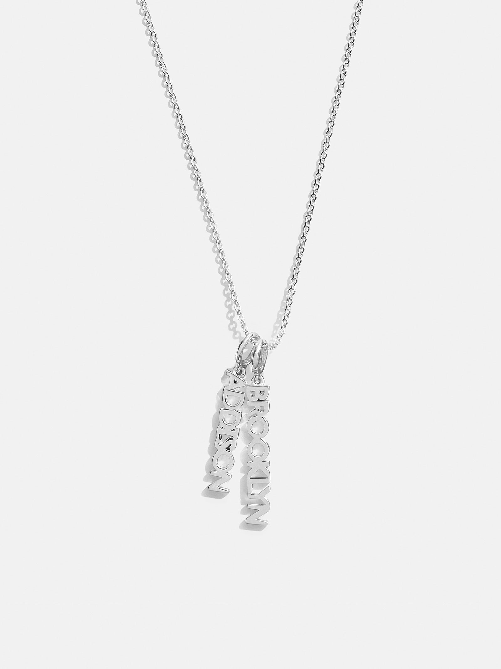 Mini Silver Block Cluster Custom Nameplate Necklace - 2 Names